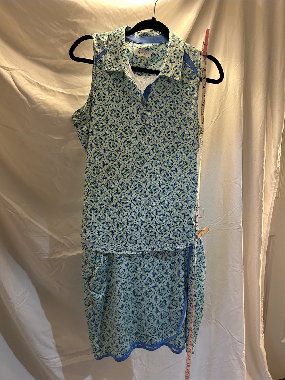 Guy Harvey Blue and Green Patterned Button-Up Shirt and skort
